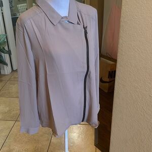 Revolve Krisa Women's M Zip Front Moto Top In Etheral Taupe Edgy Motcorore New